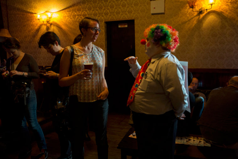 A Certified Public Accountant dressed as a clown provides free tax advice